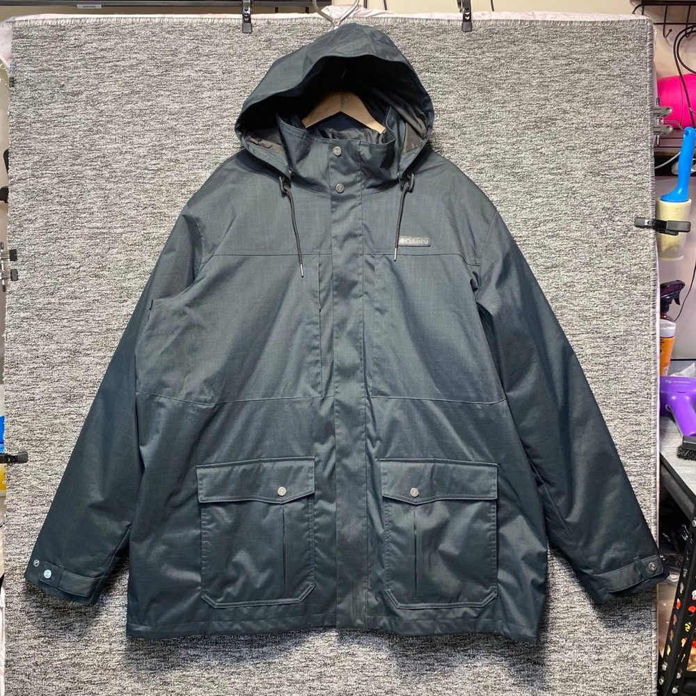 Columbia Omni Tech Interchange Parka Jacket Mens 3XT Dark Slate Gray Hooded Coat